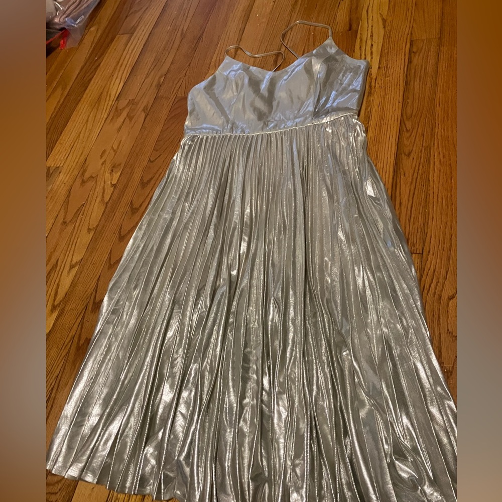 Silver lame pleated dress